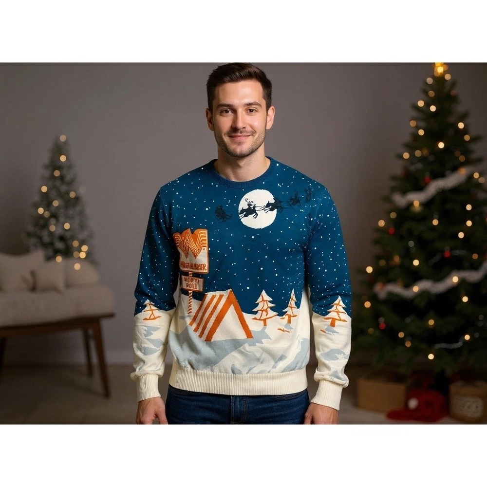 Whataburger North‎ Pole Ugly Christmas Sweater Men's Size MD Texas